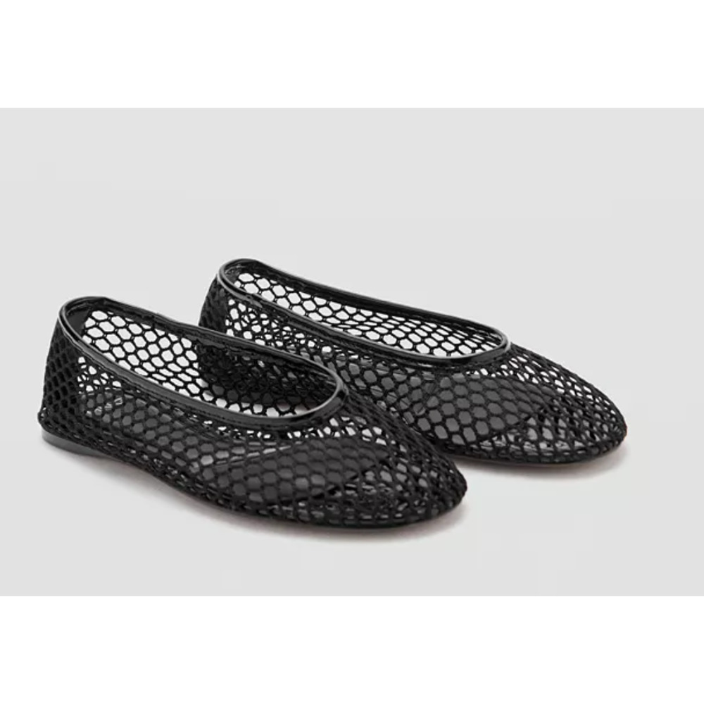 NEW MANGO MNG BLACK MESH BALLERINA BALLET FLATS SHOES 37 US 6.5 - Picture 7 of 7